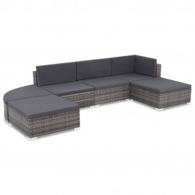 Set de canapele de exterior, 16 piese, poliratan, gri