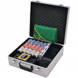 Set de poker/blackjack cu 600 de jetoane cu laser din aluminiu - Img 6