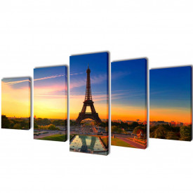 Set de tablouri imprimate pe pânză Turnul Eiffel 100 x 50 cm - Img 1