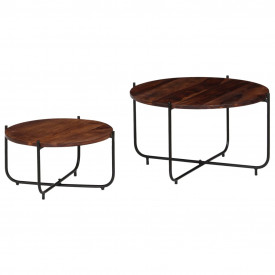 Set masă de cafea, 2 piese, lemn masiv de sheesham, 60 x 35 cm - Img 11