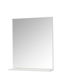 Set mobilier baie cu lavoar ceramic, GN0541, front MDF, 2 sertare, 60 cm, picioare cromate reglabile si oglinda baie cu polita GN0551, dreptunghiulara, PAL, alb - Img 2