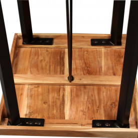 Set mobilier bar, 3 piese, lemn masiv sheesham, piele naturală - Img 7