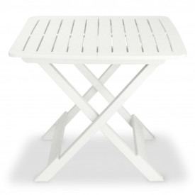 Set mobilier bistro pliabil, 3 piese, alb, plastic - Img 2