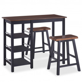 Set mobilier de bar, 3 piese, MDF, negru - Img 2