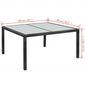 Set mobilier de exterior, 13 piese, poliratan, negru - Img 7