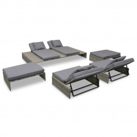 Set mobilier de exterior, 15 piese, poliratan, gri - Img 3