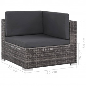 Set mobilier de exterior, 17 piese, poliratan, gri - Img 8