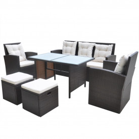 Set mobilier de exterior 18 piese, poliratan, maro - Img 2