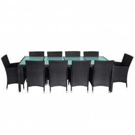 Set mobilier de exterior 21 piese, poliratan, negru - Img 4