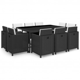 Set mobilier de exterior 31 piese, poliratan, negru