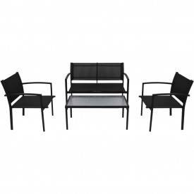 Set mobilier de exterior, 4 piese, negru, textilenă - Img 2