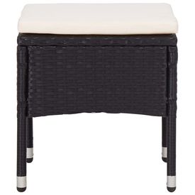 Set mobilier de exterior, 5 piese, negru, poliratan și sticlă - Img 2