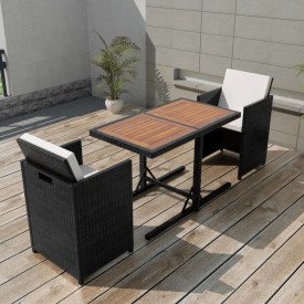 Set mobilier de exterior 7 piese, poliratan, negru