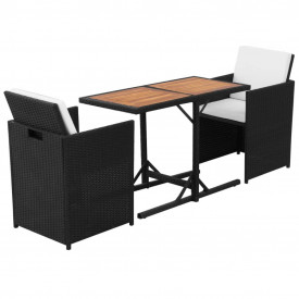 Set mobilier de exterior 7 piese, poliratan, negru - Img 4