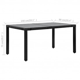 Set mobilier de exterior, 7 piese, poliratan, negru - Img 7