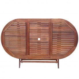 Set mobilier de exterior, 9 piese, lemn de acacia, textilenă - Img 4
