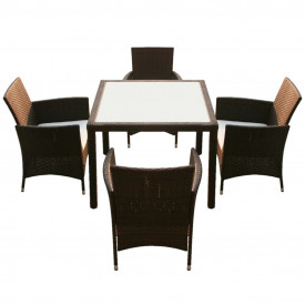 Set mobilier de exterior, 9 piese, poliratan, maro - Img 3