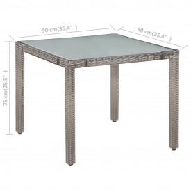 Set mobilier de exterior, 9 piese, poliratan și sticlă, gri - Img 6