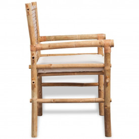 Set mobilier de exterior cu masă laterală și perne, bambus - Img 5
