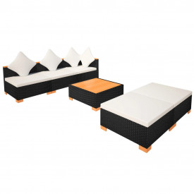 Set mobilier de grădină 15 piese, poliratan, blat WPC, negru - Img 8