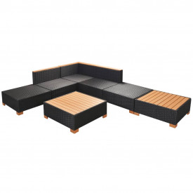Set mobilier de grădină 16 piese, poliratan, blat WPC, negru - Img 7
