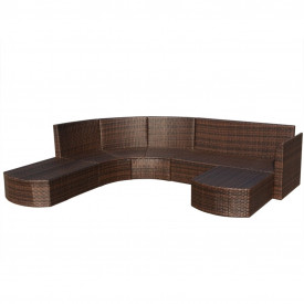 Set mobilier de grădină, 16 piese, poliratan, maro - Img 4