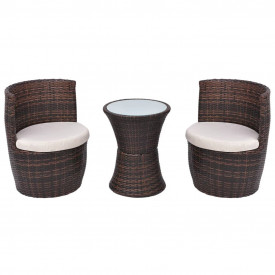 Set mobilier de grădină, 5 piese, poliratan, maro - Img 2
