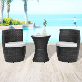 Set mobilier de grădină, 5 piese, poliratan, negru