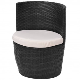 Set mobilier de grădină, 5 piese, poliratan, negru - Img 5