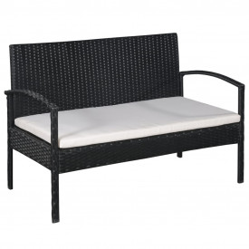 Set mobilier de grădină cu perne, 5 piese, negru, poliratan - Img 3