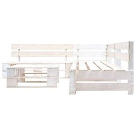 Set mobilier de grădină din paleți, 4 piese, alb, lemn FSC