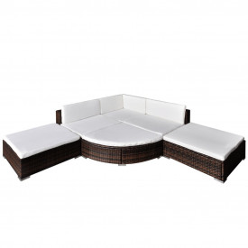 Set mobilier de grădină din poliratan 16 piese Maro - Img 2