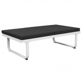 Set mobilier grădină, 17 piese, textilenă, aluminiu, negru/alb - Img 7
