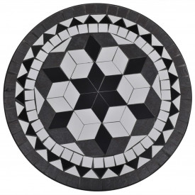 Set mobilier grădină bistro, 60 cm, mozaic, 2 scaune, negru/alb - Img 8