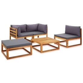 Set mobilier grădină cu perne, 5 piese, lemn masiv acacia - Img 2