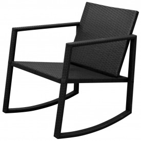 Set scaun balansoar cu masă, 3 piese, poliratan, negru - Img 3