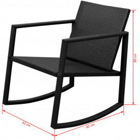 Set scaun balansoar cu masă, 3 piese, poliratan, negru - Img 8