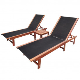 Set șezlonguri, 3 piese, lemn de acacia