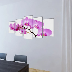 Set tablouri de perete cu imprimeu orhidee, 200 x 100 cm - Img 2