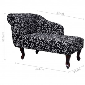Șezlong cu model floral, material textil, negru - Img 6