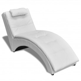 Șezlong cu saltea, piele artificială, alb