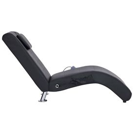 Șezlong de masaj cu pernă, negru, piele artificială - Img 2