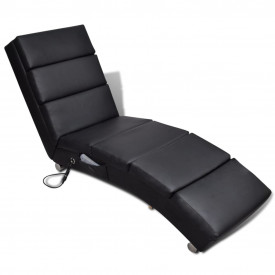 Șezlong de masaj, piele artificială, negru