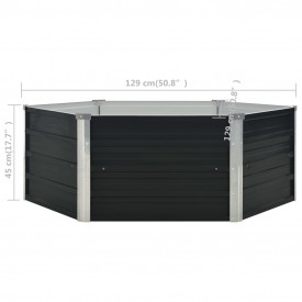 Strat înălțat de grădină antracit 129x129x45 cm oțel galvanizat - Img 6