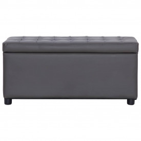 Taburet de depozitare, gri, 87,5 cm, piele artificială - Img 2