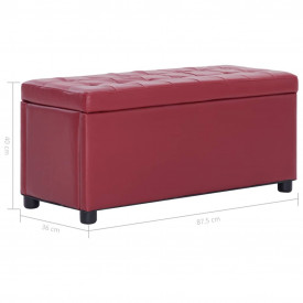 Taburet de depozitare, roșu vin, 87,5 cm, piele ecologică - Img 6