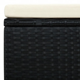 Taburet otoman din poliratan, 53 x 53 x 30 cm, negru - Img 6