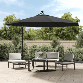 Umbrelă de consolă cu LED și stâlp de metal, antracit, 350 cm