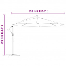 Umbrelă de consolă cu LED și stâlp de metal, antracit, 350 cm - Img 12