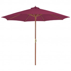 Umbrelă de soare exterior, stâlp din lemn, 300 cm, roșu bordo
